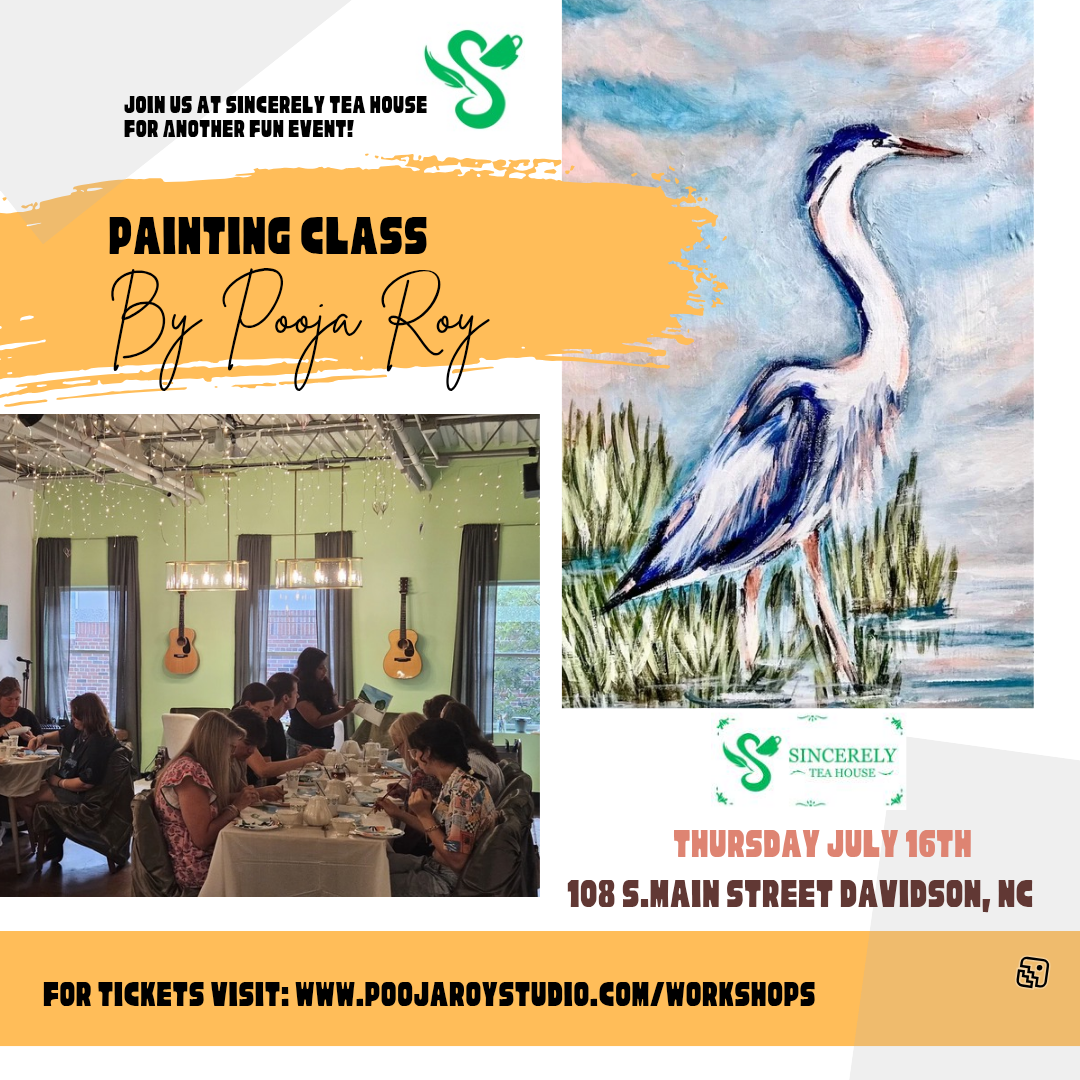 Blue Heron Painting Class at Sincerely Teahouse - July 16