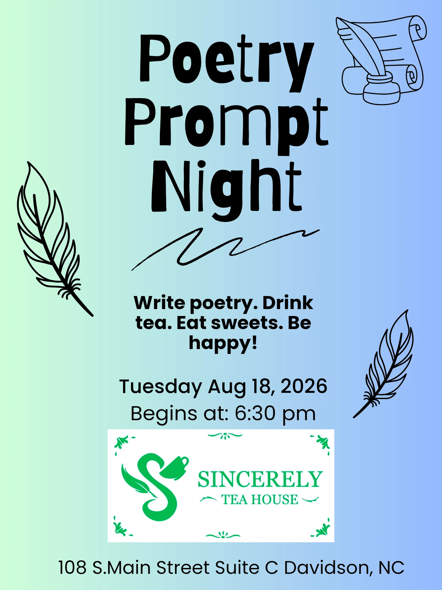 Poetry Prompt Night! - Tue, Aug 18