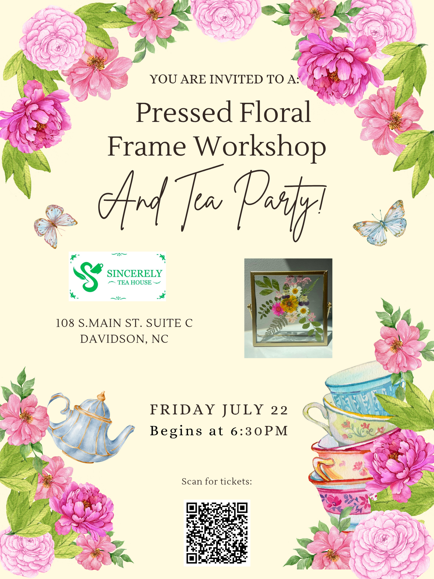 Pressed Floral Frame Workshop and Tea Party! - July 22nd
