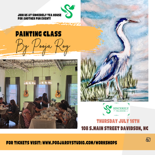 Blue Heron Painting Class at Sincerely Teahouse - July 16